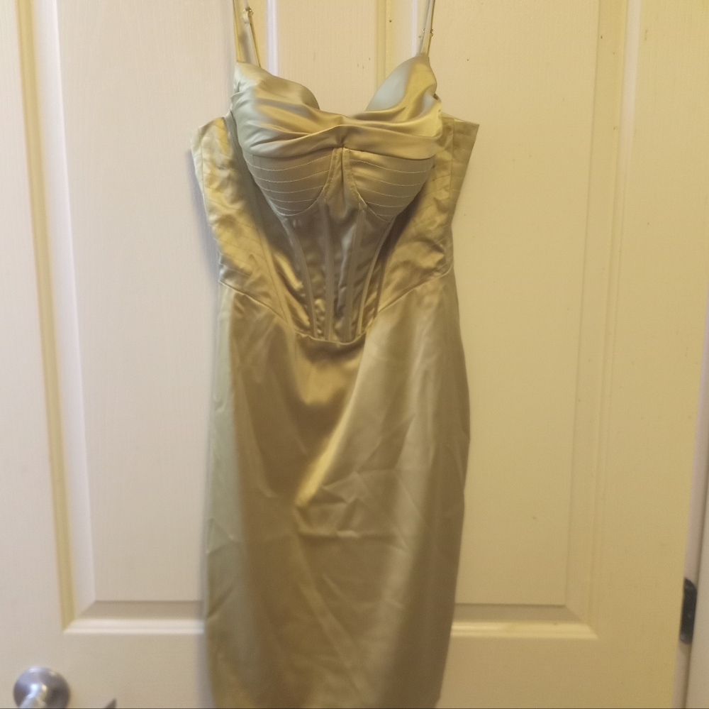 Elegant Gold Satin Dress